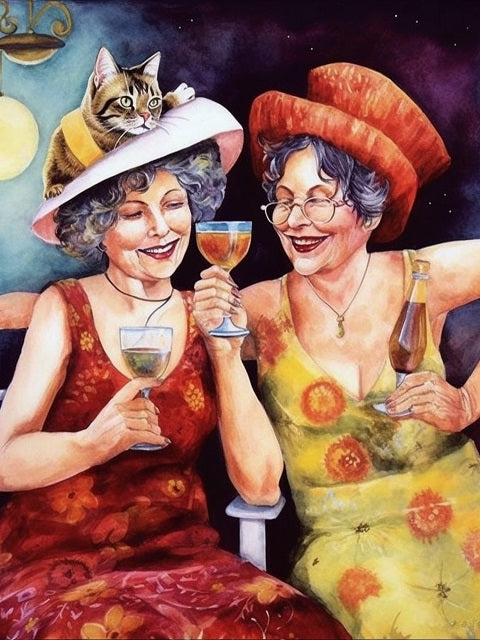 Two Old Ladies Having Fun - Painting by numbers shop