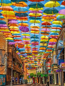 Umbrella Street in Madrid - Painting by numbers shop
