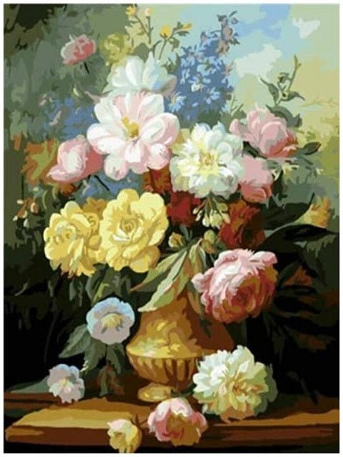 Vase mit großen Blumen - Malen-nach-Zahlen-Shop