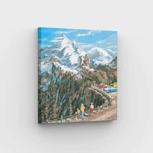 Uitzichtpunt in de bergen Canvas - Schilderij op nummer winkel