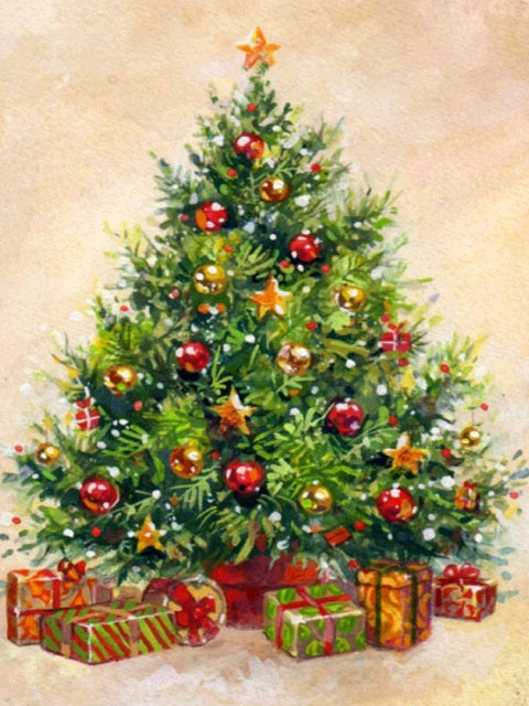 Vintage Weihnachtsbaum - Malen-nach-Zahlen-Shop