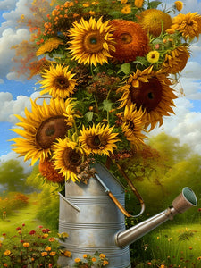 Vintage Idyllic Sunflowers Paint by Numbers