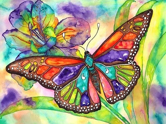 Aquarell gemalte Schmetterlings-Rhapsodie - Malen-nach-Zahlen-Shop