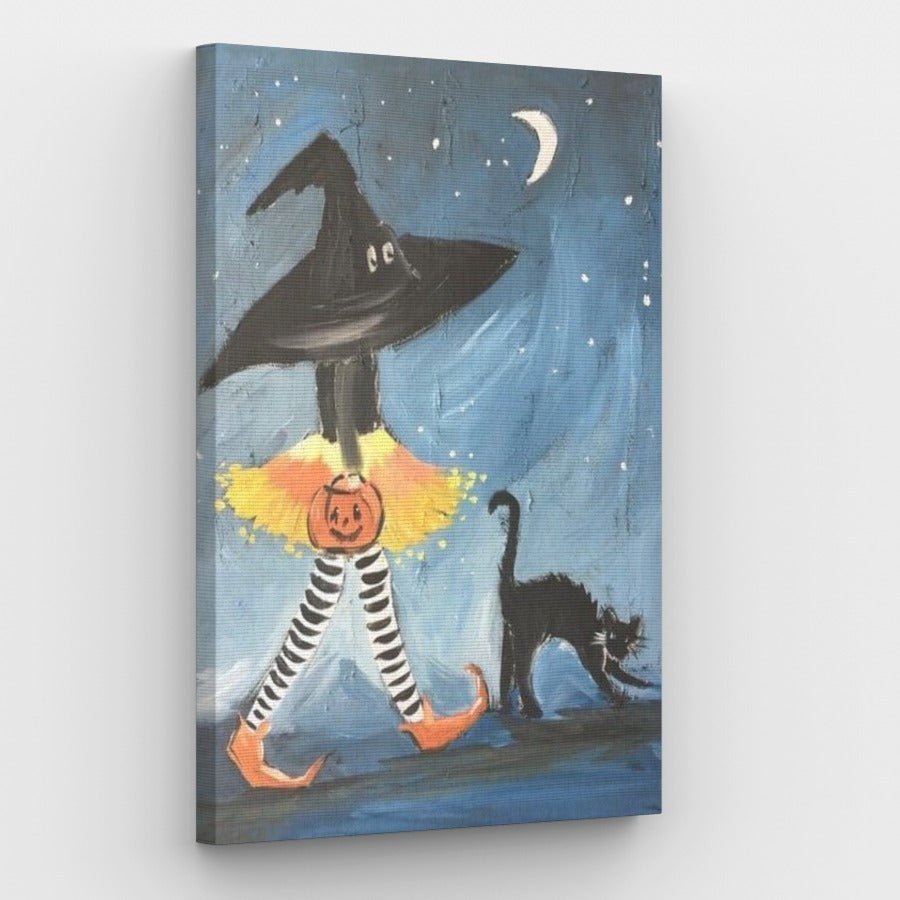 Witch and her Cat Canvas - Painting by numbers shop