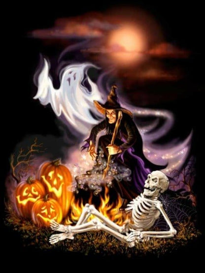 Heks, geest en skelet - Schilderen op nummer winkel