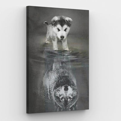 Wolf Reflection Canvas - Painting by numbers shop