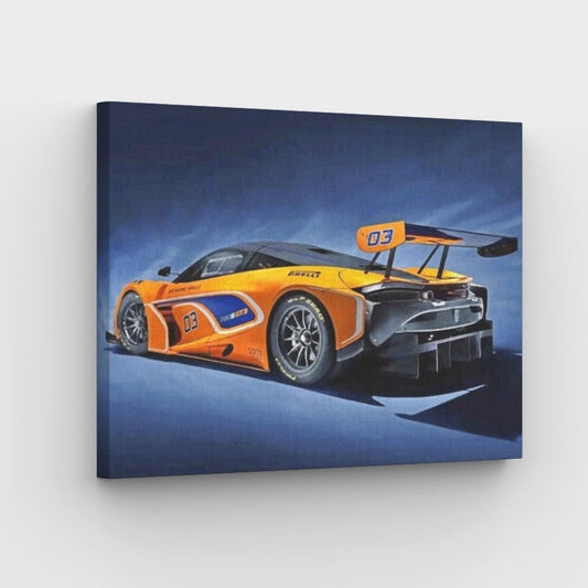 Yellow Racing Car Canvas - Painting by numbers shop